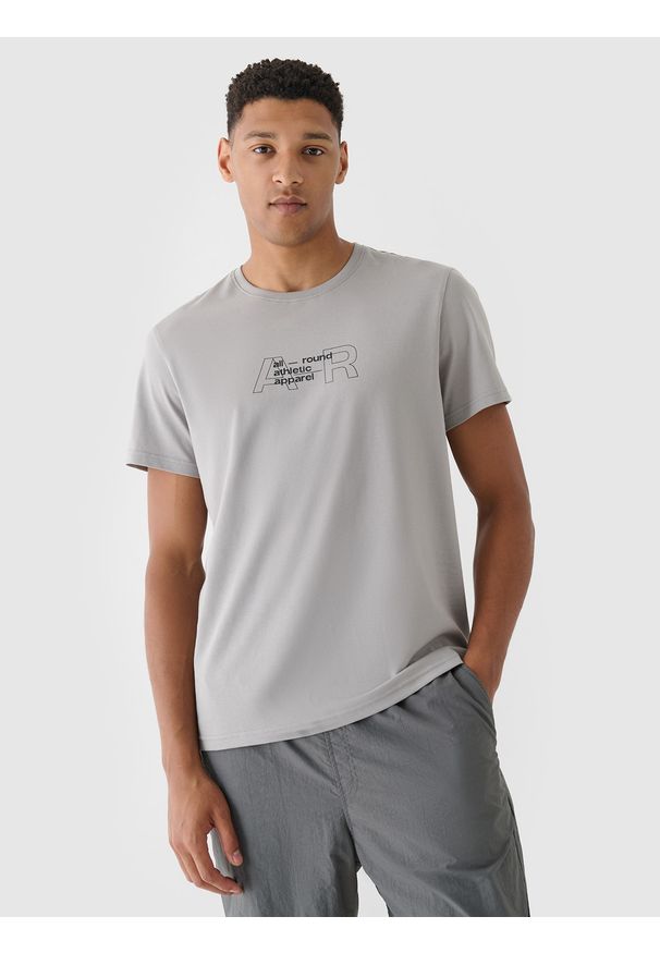 4f - 4F T-shirt regular z nadrukiem męski - szary L. Okazja: na co dzień. Kolor: szary. Materiał: bawełna, jersey, dzianina. Długość rękawa: krótki rękaw. Długość: krótkie. Wzór: nadruk. Styl: sportowy, klasyczny, casual