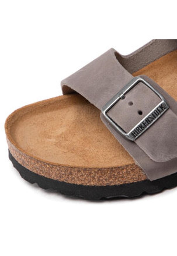 Birkenstock Klapki Arizona Bs 552801 Szary. Kolor: szary. Materiał: skóra