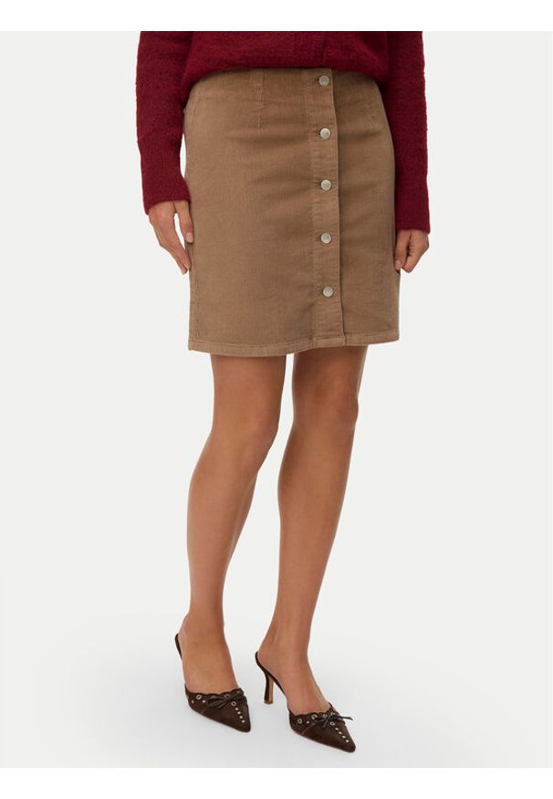 Vero Moda Spódnica mini Etta 10315342 Beżowy Regular Fit. Kolor: beżowy. Materiał: bawełna