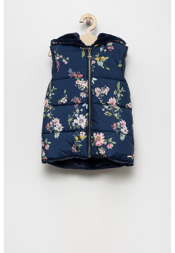 Guess bezrękawnik dwustronny dziecięcy kolor granatowy. Okazja: na co dzień. Typ kołnierza: kaptur. Kolor: niebieski. Długość rękawa: bez rękawów. Styl: casual