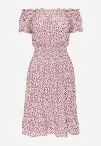 Renee - Biało-Czerwona Bawełniana Sukienka z Gumką w Talii o Fasonie Hiszpanki Jazmi. Okazja: na co dzień, na spacer. Typ kołnierza: dekolt hiszpanka. Kolor: biały. Materiał: bawełna. Wzór: aplikacja. Typ sukienki: sportowe, proste. Styl: sportowy, casual, elegancki #8