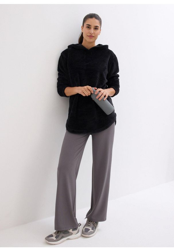 bonprix - Miękka długa bluza z polaru, oversized. Kolor: czarny. Materiał: polar. Długość: długie