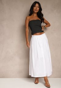Renee - Biała Rozkloszowana Spódnica z Bawełny Haluvia. Okazja: na co dzień. Kolor: biały. Materiał: bawełna. Styl: elegancki, casual