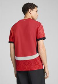 Puma - Męska koszulka domowa Egipt 2025 PUMA Red Black. Kolor: czerwony, czarny, wielokolorowy. Wzór: aplikacja