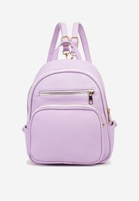 Born2be - Fioletowy Plecak z Odpinanymi Paskami z Regulacją i Suwakami Icenatia. Kolor: fioletowy. Materiał: jeans. Wzór: paski. Styl: klasyczny, elegancki, casual