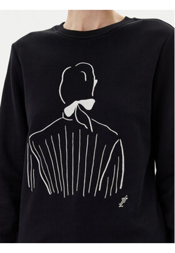 Karl Lagerfeld - KARL LAGERFELD Bluza A2W20056 Czarny Regular Fit. Typ kołnierza: dekolt w karo. Kolor: czarny. Materiał: bawełna