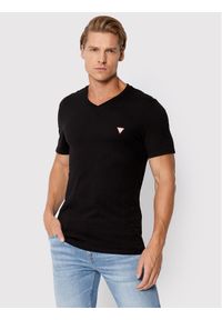 Guess T-Shirt M2YI37 I3Z11 Czarny Slim Fit. Kolor: czarny. Materiał: bawełna