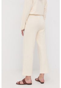 Max Mara Leisure spodnie dresowe damskie kolor beżowy szerokie high waist. Stan: podwyższony. Kolor: beżowy. Materiał: dresówka. Wzór: gładki
