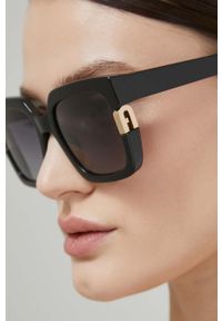 Furla okulary przeciwsłoneczne damskie kolor czarny. Kształt: prostokątne. Kolor: czarny #6
