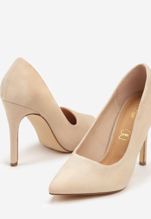 Born2be - Beżowe Klasyczne Szpilki Vices ze Skórzaną Wkładką Bellinna. Kolor: beżowy. Materiał: skóra. Obcas: na szpilce. Styl: klasyczny