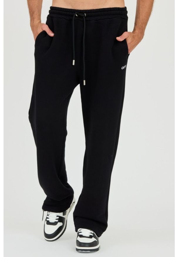 OFF-WHITE Czarne męskie spodnie dresowe Stitch Arr Sweatpants, Rozmiar XL. Kolor: czarny. Materiał: dresówka