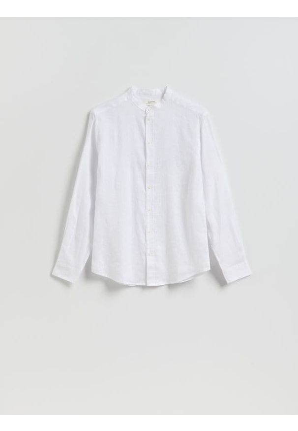 Reserved - Lniana koszula regular fit - biały. Kolor: biały. Materiał: len