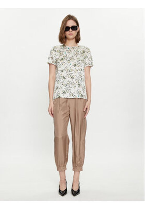 Marella T-Shirt Hobby 2413111161 Zielony Regular Fit. Kolor: zielony. Materiał: jedwab