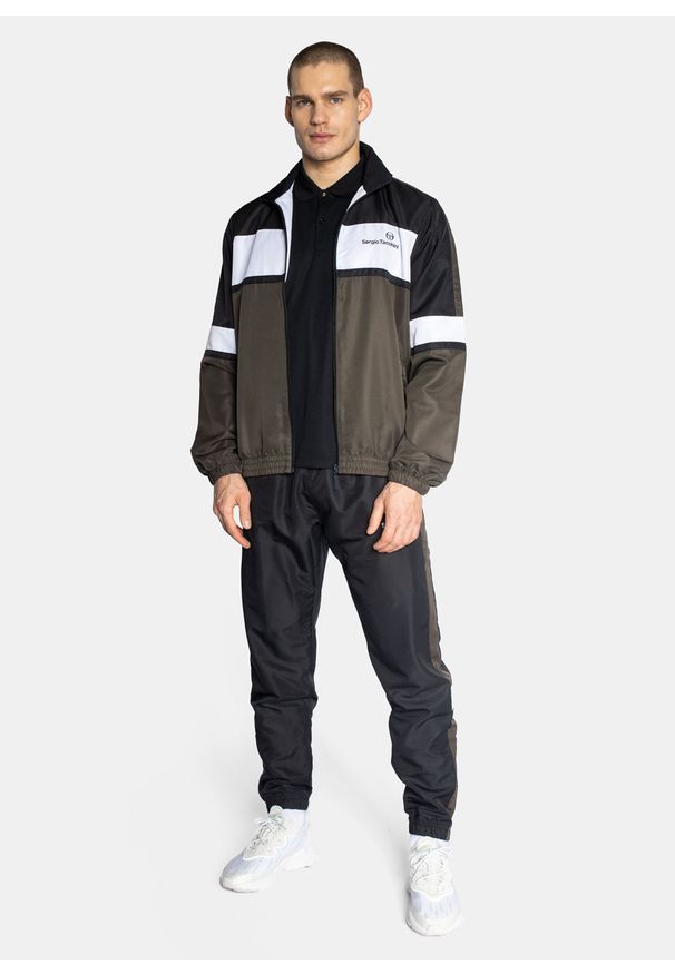 SERGIO TACCHINI - Komplet dresowy męski czarny Sergio Tacchini Nustrat Tracksuit. Kolor: czarny. Materiał: dresówka. Sport: tenis