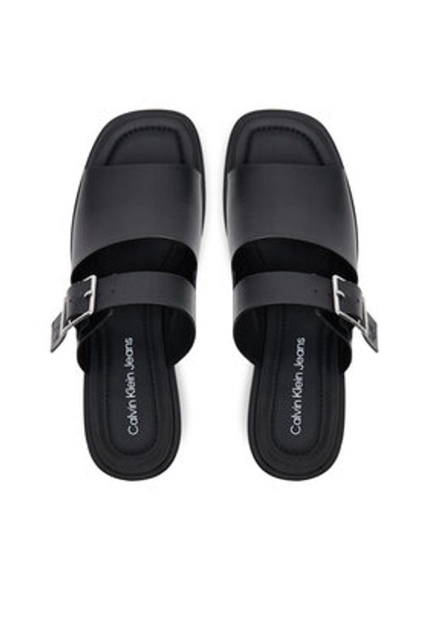 Calvin Klein Jeans Klapki Heel Square Mg Buckle Lth YW0YW01701 Czarny. Kolor: czarny. Materiał: skóra