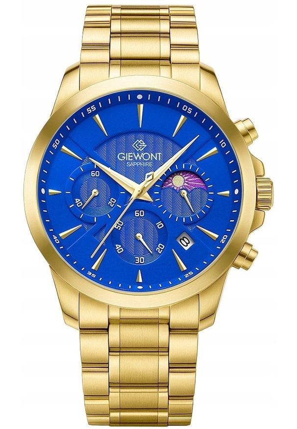 Zegarek Giewont Zegarek Męski Chronograph Sapphire Złoto Niebieski GW9460-B5. Kolor: złoty, niebieski, wielokolorowy