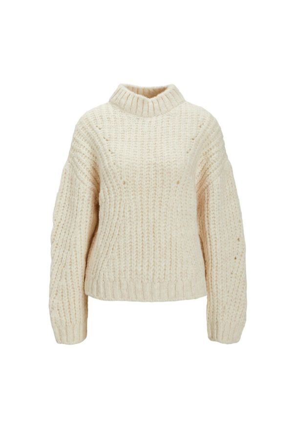 Damski sweter z długim rękawem JJXX maxime. Kolor: biały. Materiał: polar. Długość rękawa: długi rękaw. Długość: długie. Sezon: zima