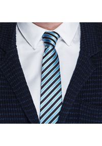 Wittchen - Krawat. Kolor: niebieski. Materiał: jedwab. Wzór: paski #3