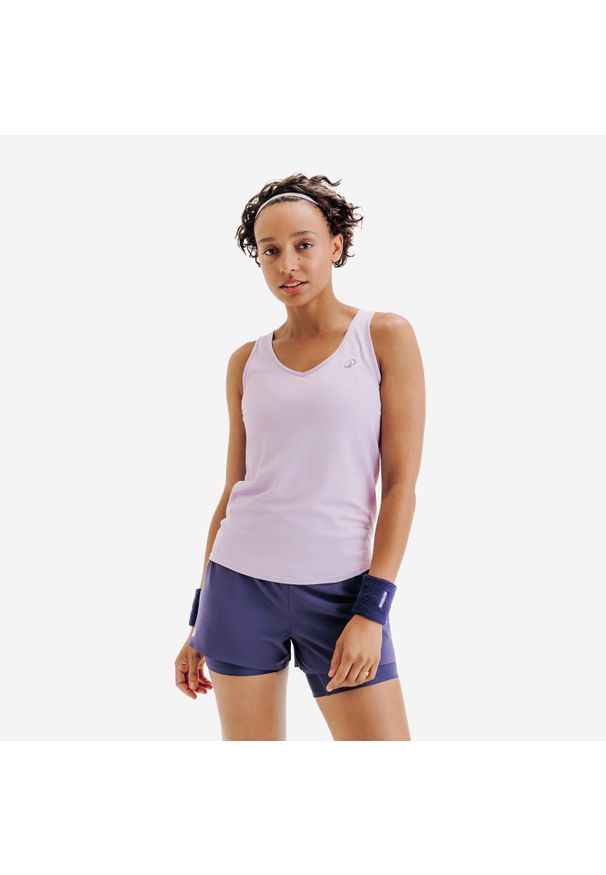 KUIKMA - Koszulka tenisowa damska na ramiączka Kuikma TTK Light. Kolor: fioletowy. Materiał: poliester, poliamid, materiał. Długość rękawa: na ramiączkach. Sport: tenis