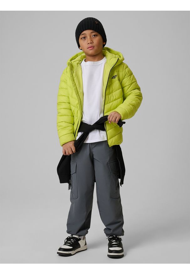 4f - 4F Kurtka z wypełnieniem syntetycznym chłopięca - zielona 158 (12-13 lat). Okazja: na co dzień, na uczelnię. Kolor: zielony. Materiał: syntetyk. Sezon: lato. Styl: casual