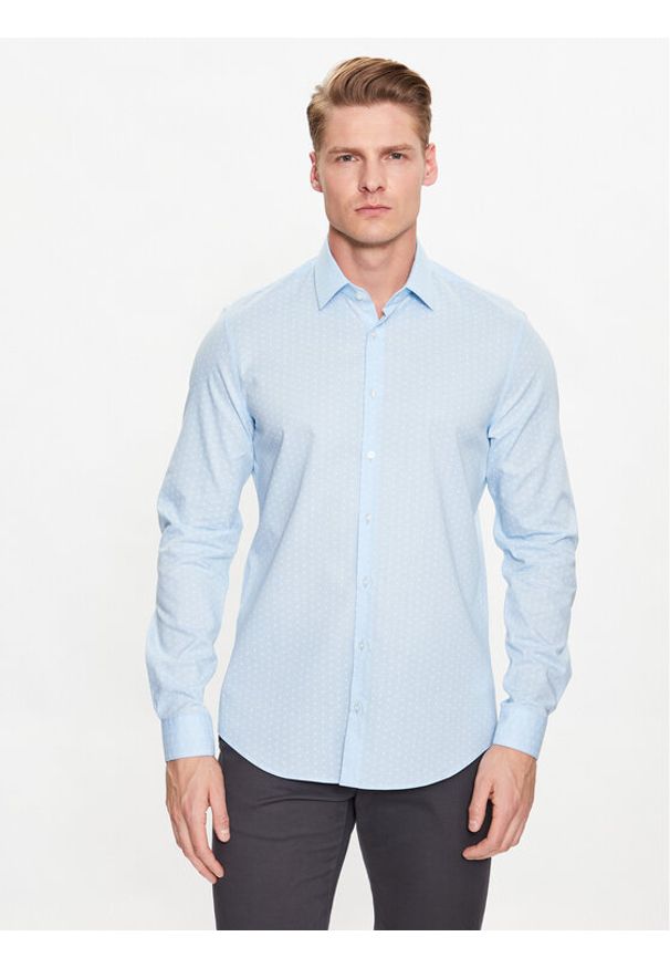 Calvin Klein Koszula Chambray K10K111282 Niebieski Slim Fit. Kolor: niebieski. Materiał: bawełna