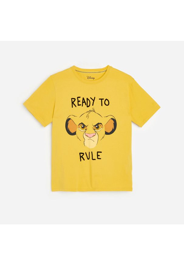 Reserved - Bawełniany t-shirt Król Lew - Żółty. Kolor: żółty. Materiał: bawełna