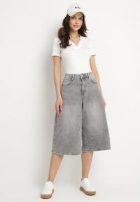 Born2be - Szare Szerokie Szorty Jeansowe Bermudy o Długości 3/4 Talisse. Okazja: na co dzień. Kolor: szary. Materiał: jeans. Sezon: lato, wiosna. Styl: casual #4