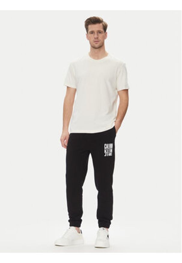Calvin Klein Jeans Spodnie dresowe Painted J30J327535 Czarny Regular Fit. Kolor: czarny. Materiał: bawełna