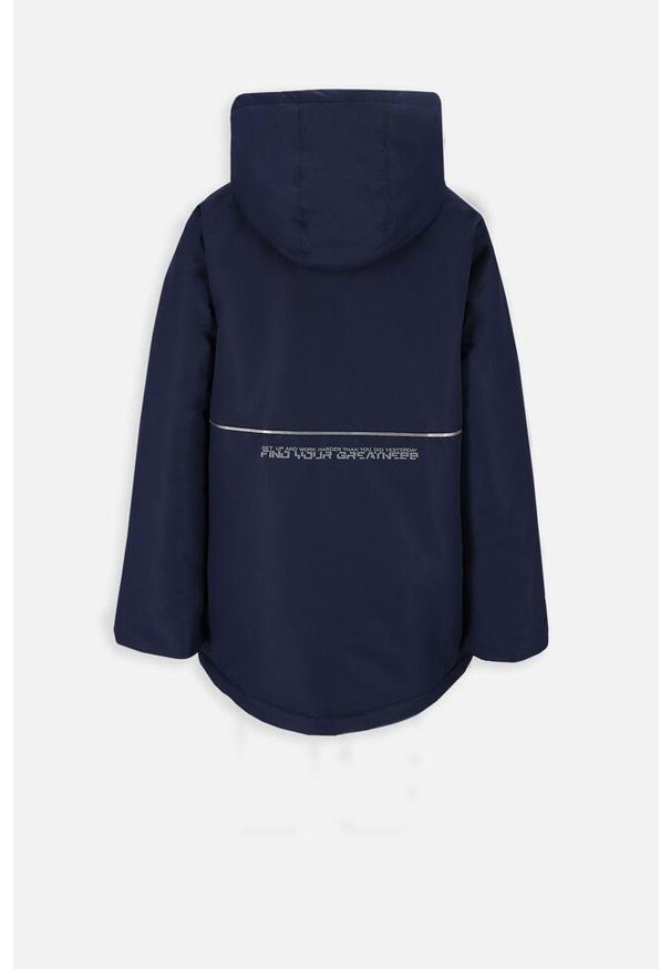 Kurtka turystyczna chłopięca Lemon Explore ZL3 granatowa. Typ kołnierza: kaptur. Kolor: niebieski. Materiał: poliester. Sezon: zima. Sport: turystyka piesza