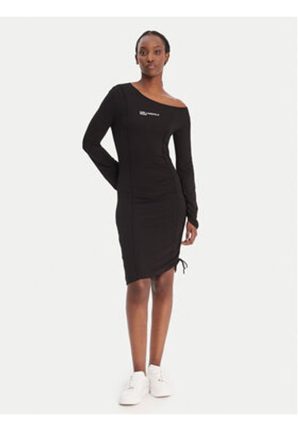 Karl Lagerfeld Jeans Sukienka codzienna B1W13045 Czarny Slim Fit. Okazja: na co dzień. Kolor: czarny. Materiał: wiskoza. Typ sukienki: proste. Styl: casual