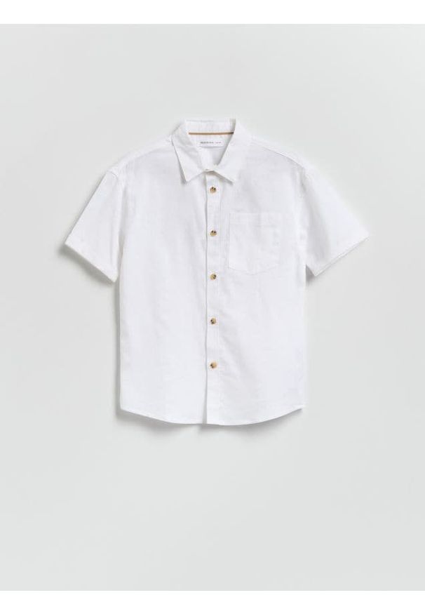 Reserved - Koszula z lnem - biały. Kolor: biały. Materiał: len
