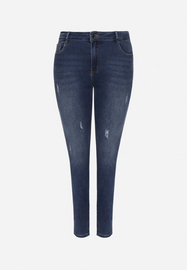 Born2be - Granatowe Jeansy o Dopasowanym Fasonie Korali. Okazja: na co dzień. Kolor: niebieski. Styl: klasyczny, elegancki, casual