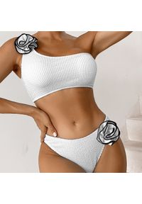 Intica - Kostium kąpielowy bikini z kwiatowym wzorem na lato Inna. Kolor: biały. Materiał: materiał. Wzór: kwiaty