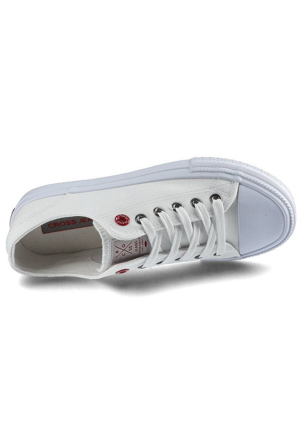 Białe Trampki Cross Jeans Damskie Stylowe Buty. Okazja: na co dzień. Kolor: biały. Materiał: guma, materiał. Szerokość cholewki: normalna. Sezon: lato. Styl: elegancki