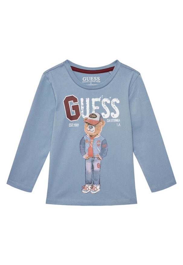 Guess Bluzka N5YI23 K8HM4 Niebieski Regular Fit. Kolor: niebieski. Materiał: bawełna