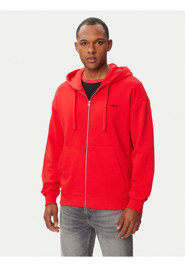 Hugo - HUGO Bluza Dapozip 50548651 Czerwony Relaxed Fit. Kolor: czerwony. Materiał: bawełna