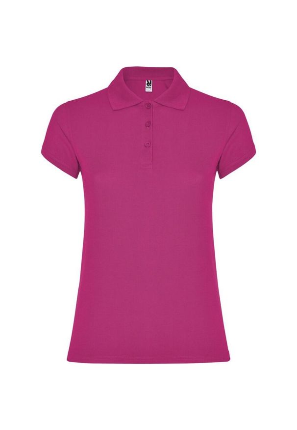 ROLY - Damska Koszulka Polo W Gwiazdki. Typ kołnierza: polo. Kolor: czerwony, wielokolorowy, różowy