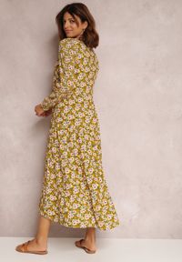 Renee - Żółta Sukienka Eatherin. Kolor: żółty. Materiał: tkanina. Długość rękawa: długi rękaw. Wzór: kwiaty. Długość: midi #2