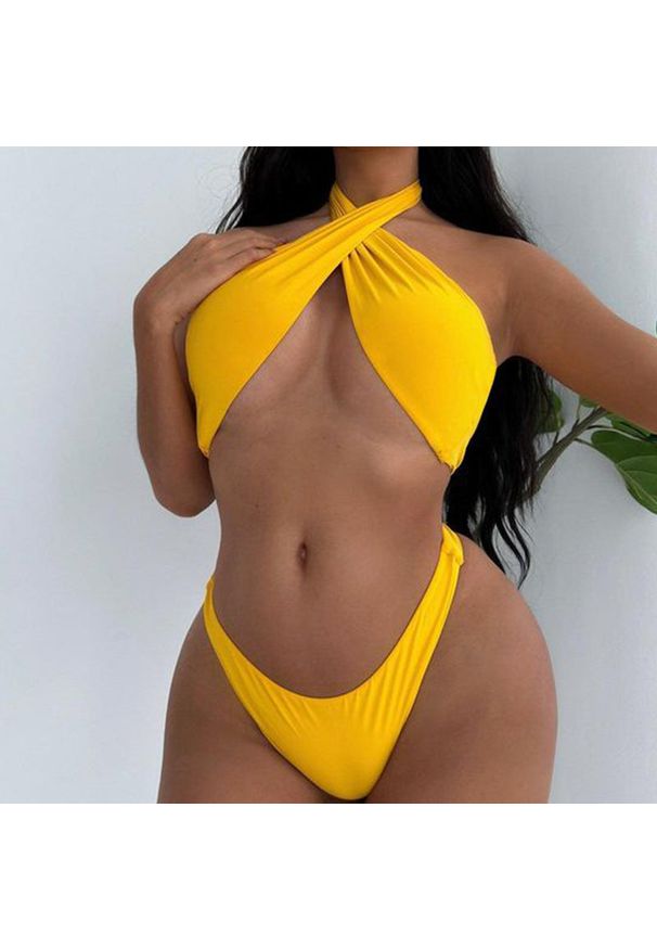 Intica - Strój kąpielowy z wiązaniem na szyi idealny na plażę Regiena. Kolor: czarny. Materiał: materiał