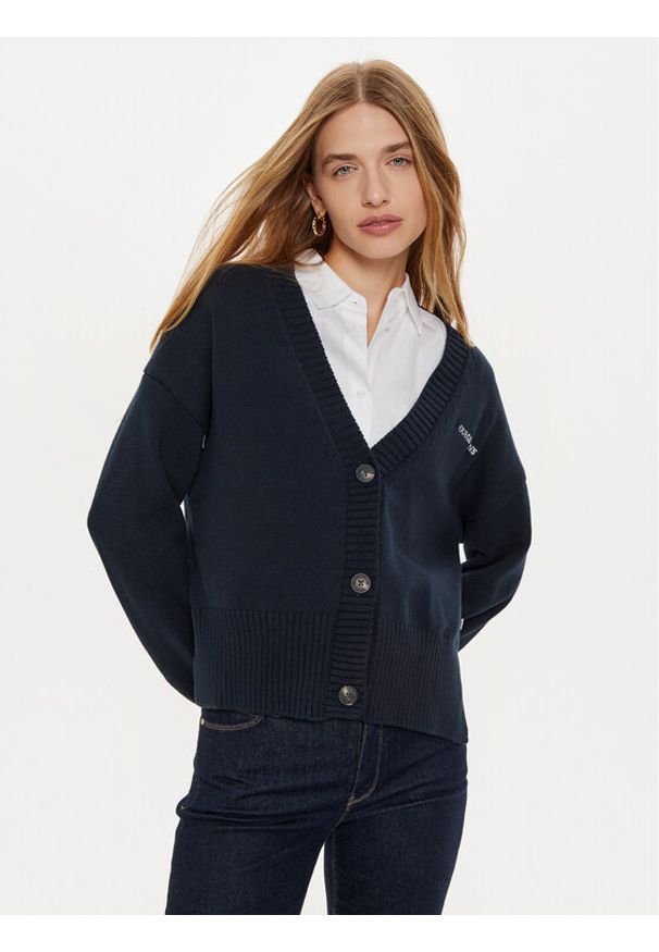 Guess Jeans Kardigan W4BR81 Z3HM1 Granatowy Regular Fit. Kolor: niebieski. Materiał: bawełna