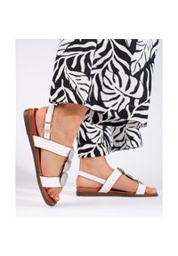 Damskie białe sandały płaskie Sergio Leone. Kolor: biały #3