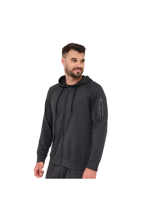 Bluza męska wełniana z kapturem Brubeck OUTDOOR MERINO. Typ kołnierza: kaptur. Kolor: szary. Materiał: wełna, poliamid, poliester, elastan. Sport: outdoor