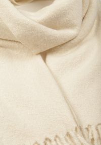 Born2be - Jasnobeżowy Klasyczny Szalik Zdobiony Frędzlami Vetilana. Okazja: do pracy. Kolor: beżowy. Materiał: jeans. Wzór: aplikacja. Styl: klasyczny #2