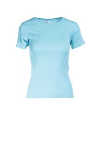 Born2be - Niebieski T-shirt Phereisis. Okazja: na co dzień. Kolor: niebieski. Materiał: dzianina. Długość rękawa: krótki rękaw. Długość: krótkie. Wzór: gładki. Styl: casual