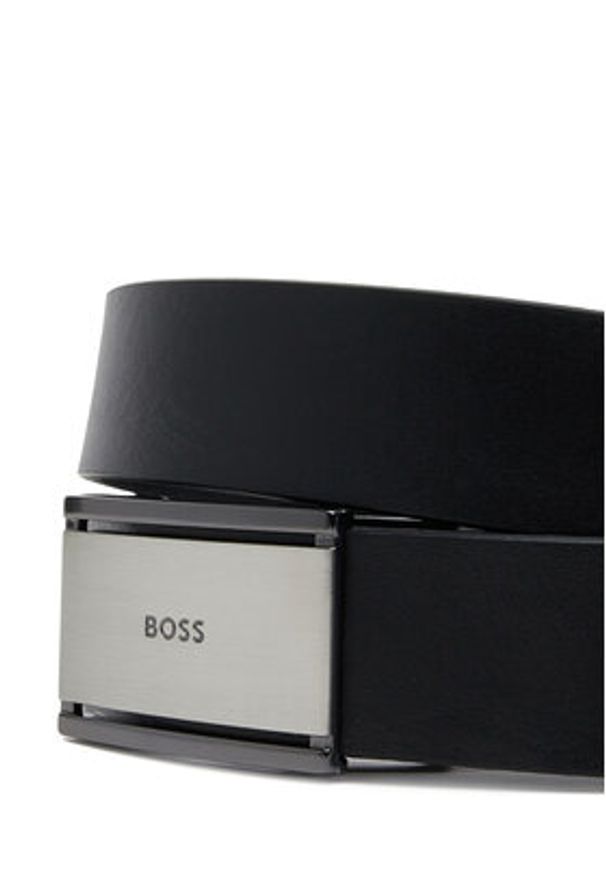 BOSS Pasek Męski 50537450 Czarny. Kolor: czarny. Materiał: skóra