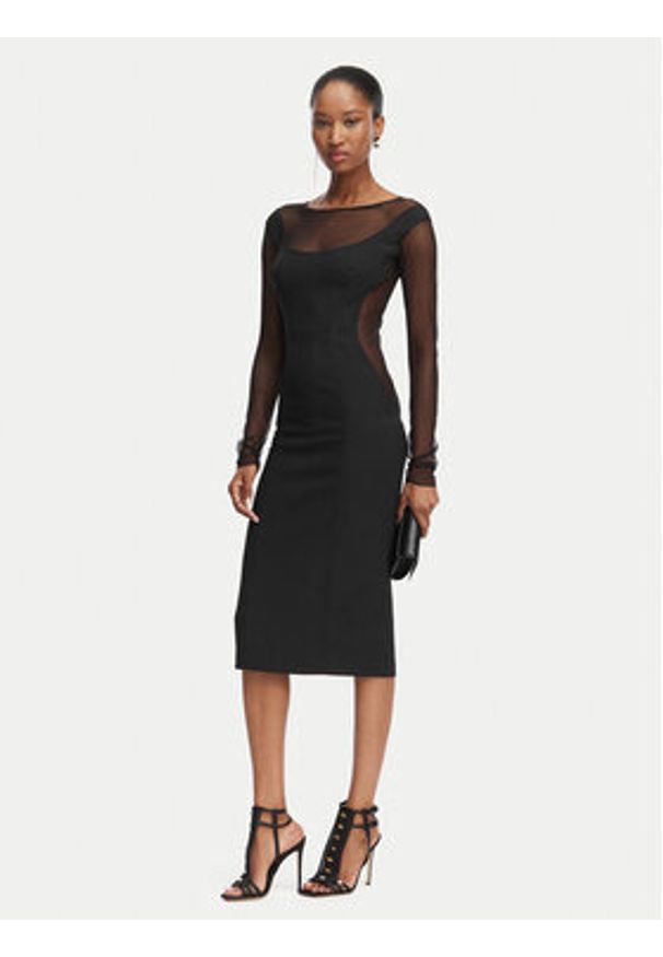 Elisabetta Franchi Sukienka koktajlowa AB-898-62E2-V390 Czarny Slim Fit. Kolor: czarny. Materiał: syntetyk. Styl: wizytowy