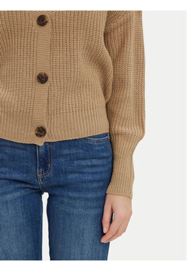 Vero Moda Kardigan Lea 10249632 Beżowy Regular Fit. Kolor: beżowy. Materiał: syntetyk