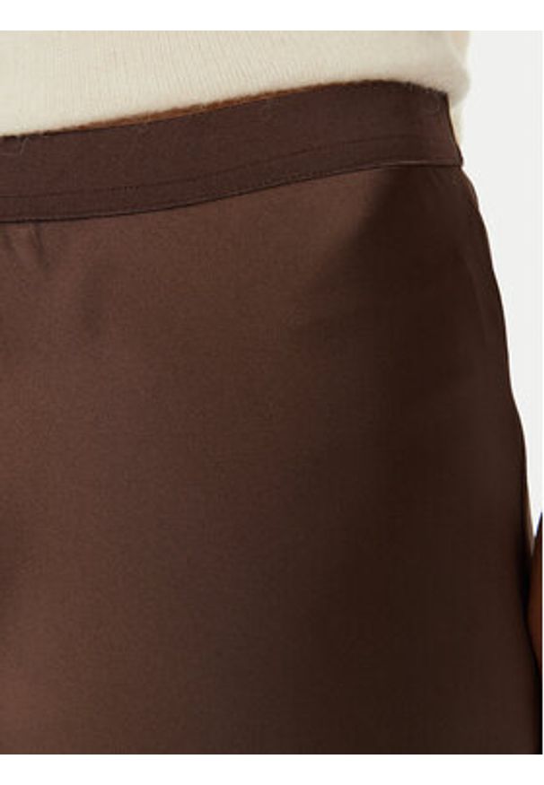 Gina Tricot Spódnica midi 23423 Brązowy Regular Fit. Kolor: brązowy. Materiał: satyna, syntetyk