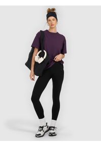 4f - 4F T-shirt loose gładki damski - fioletowy XL. Okazja: na co dzień. Kolor: fioletowy. Materiał: jersey, dzianina. Wzór: gładki. Styl: casual #2