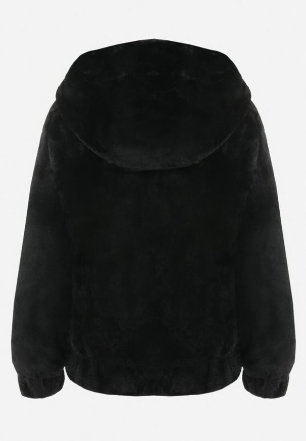 Born2be - Czarna Kurtka Futerko Teddy Oversize Denon. Typ kołnierza: kaptur. Kolor: czarny. Materiał: futro. Sezon: zima, jesień